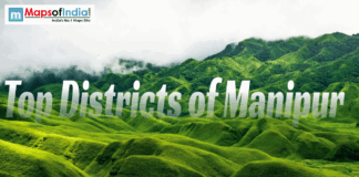 Top Districts of Manipur Scenic green hills of Manipur with “Top Districts of Manipur” text overlay