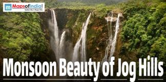 Monsoon Beauty at Jog Hills Jog Falls plummeting through lush green cliffs during monsoon.