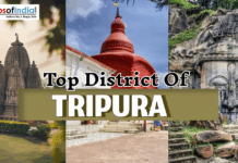 Top Districts of Tripura Tripura landmarks and text: Top District Of TRIPURA.