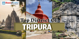 Top Districts of Tripura Tripura landmarks and text: Top District Of TRIPURA.