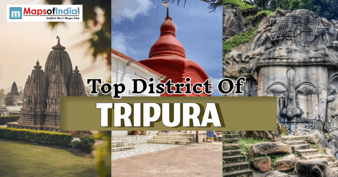 Tripura landmarks and text: Top District Of TRIPURA.