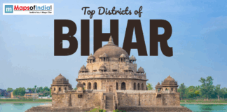 Top Districts of Bihar Banner image for “Top Districts of Bihar” featuring a historic domed monument surrounded by water, showcasing Bihar’s rich architectural heritage.