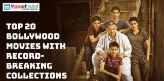 Top 20 Bollywood Movies With Record-Breaking Collections Banner image featuring the word “Bollywood” with a partially visible movie poster and glitched background, representing Bollywood films and box office content.