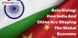 Asia Rising: How India And China Are Shaping The Global Economy Indian and Chinese flags side by side with text “Asia Rising: How India and China Are Shaping the Global Economy”