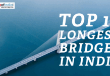 Top 10 Longest Bridges in India Aerial view of a long sea bridge with text reading “Top 10 Longest Bridges in India”.