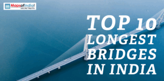 Top 10 Longest Bridges in India Aerial view of a long sea bridge with text reading “Top 10 Longest Bridges in India”.