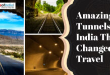 Amazing Tunnels In India That Changed Travel Collage featuring railway and road tunnels with the title “Amazing Tunnels In India That Changed Travel” and Maps of India logo.