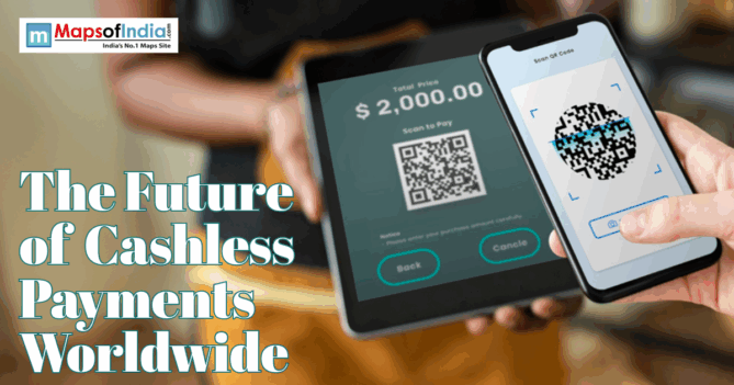 Future of cashless payments with QR code scanning and digital transactions worldwide.
