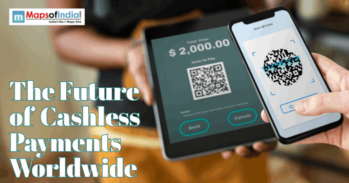 Cashless payment Future of cashless payments with QR code scanning and digital transactions worldwide.