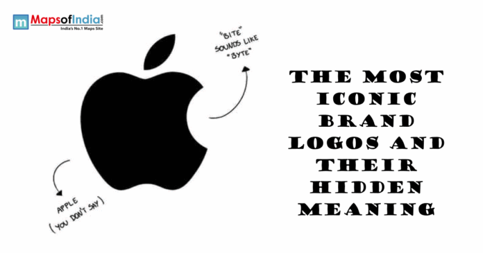 Iconic brand logos with hidden meanings explained, featuring Apple logo and creative logo analysis concept.