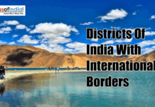 Districts Of India With International Borders Pangong Tso lake landscape with text "Districts Of India With International Borders" and Maps of India logo.