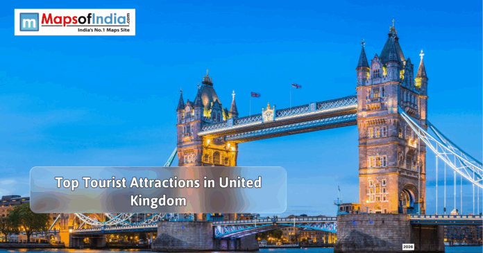 Tower Bridge in London with text "Top Tourist Attractions in United Kingdom" for the file "top Tourist Attraction"