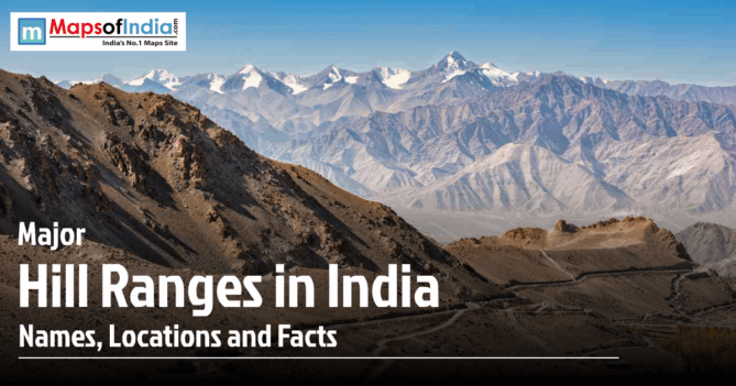 Scenic view of the major hill ranges in India featuring rugged mountains, snow-capped peaks, and valleys.