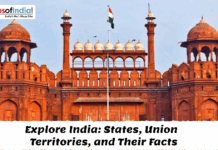Explore India: States, Union Territories, and Their Facts Red Fort with the Indian national flag representing India's states and Union Territories.