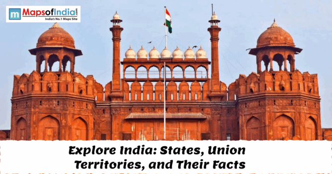 Red Fort with the Indian national flag representing India's states and Union Territories.