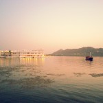 Taj Lake Palace & Royal boat in view