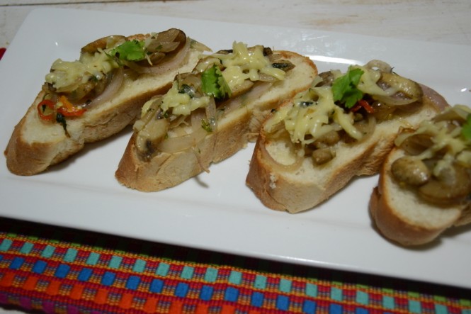 Caramelized Onion and Mushroom Garlic Bread