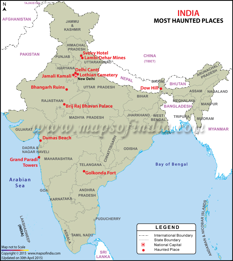Map of haunted places in India
