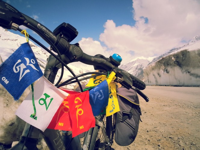 Buddhist flags on my cycle