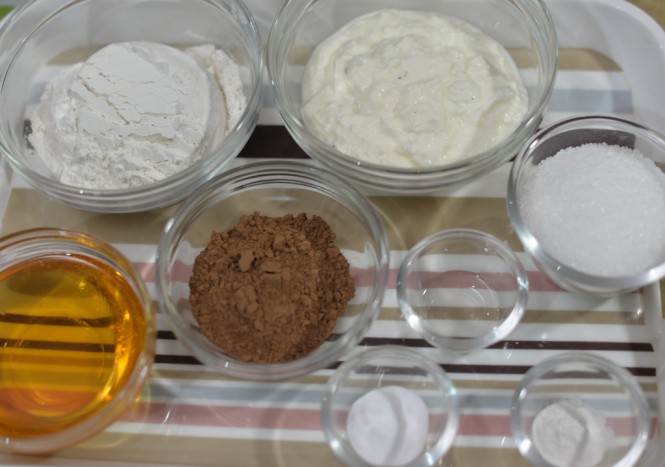 Ingredients for Eggless Chocolate Cake dessert