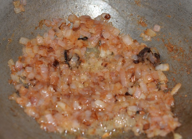 Frying onions for Tofu Masala