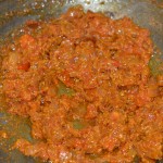 Frying the Tomatoes and Masala for Tofu Masala