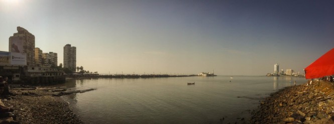 A panoramic view of the dargah of Haji Ali