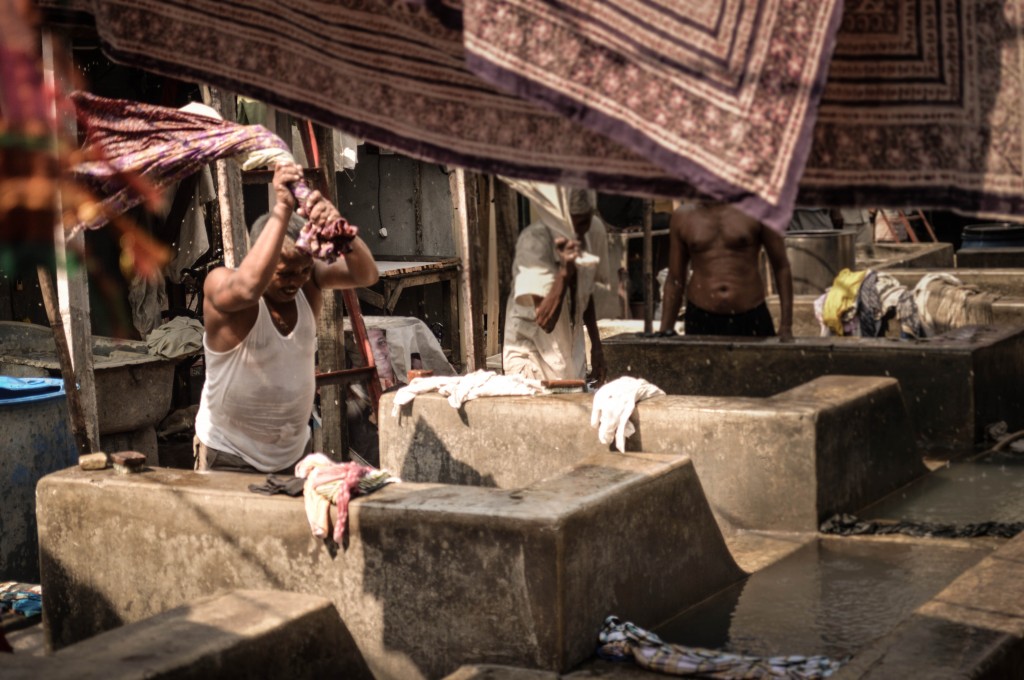 Dhobis washing clothes at Dhobi Ghat