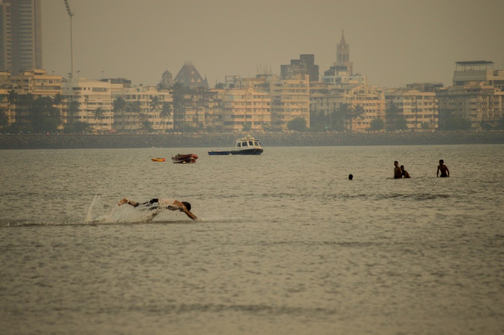 Diving into the sea at chowpatty