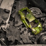 Lamborghini toy model in plastic scrap