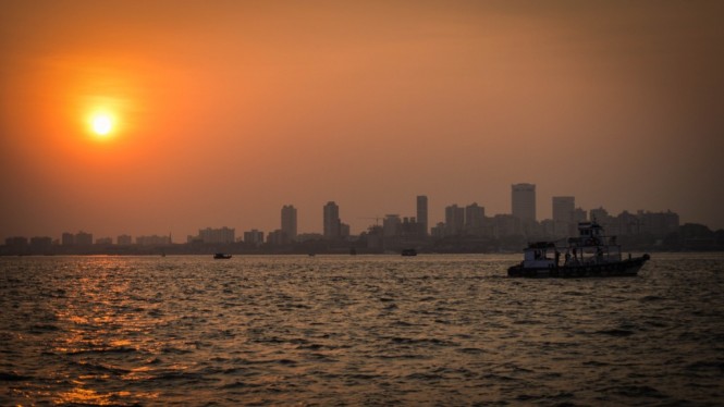 Sun and the Sea at the Sunset