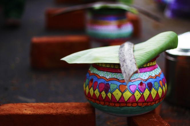 Designed earthen pot for Attukal Pongala