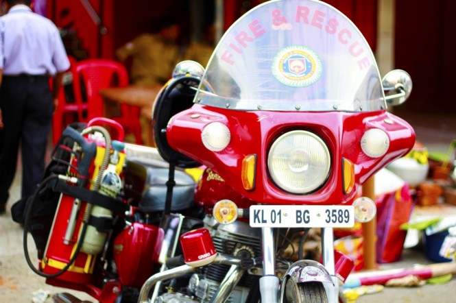 Policemen bikes patrolling the Attukal Pongala festival area