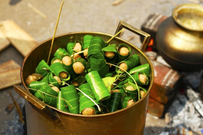 Pongala served in other form with leaf