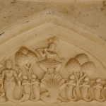 Courtyard – Artwork depicting Krishna playing flute for mermaids