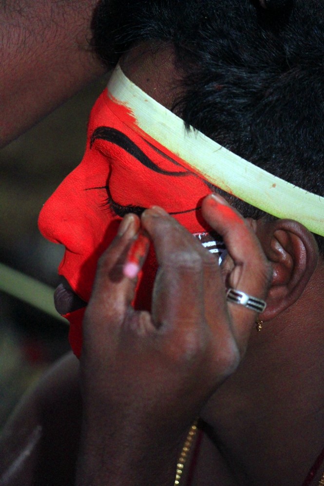 Eye make up of Gulikan Theyyam