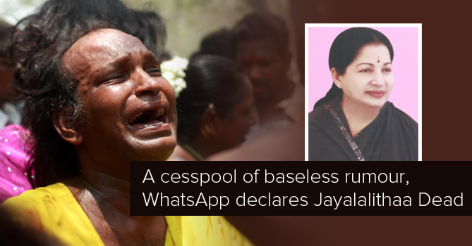 Whatsapp Declares Jayalalithaa Dead