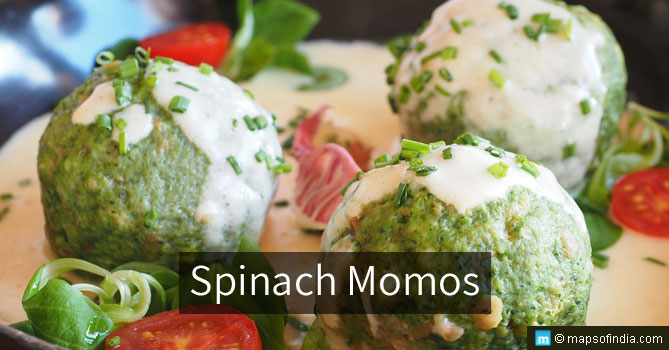 Spinach momos or Green momos