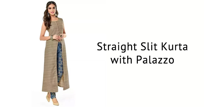 Straight Slit Kurta Paired with Palazzo