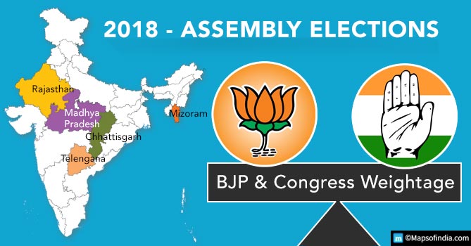 BJP and Congress Weightage in State Assembly Elections