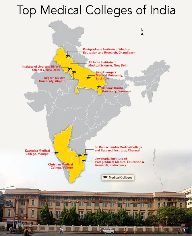 Map of Top Medical Colleges in India