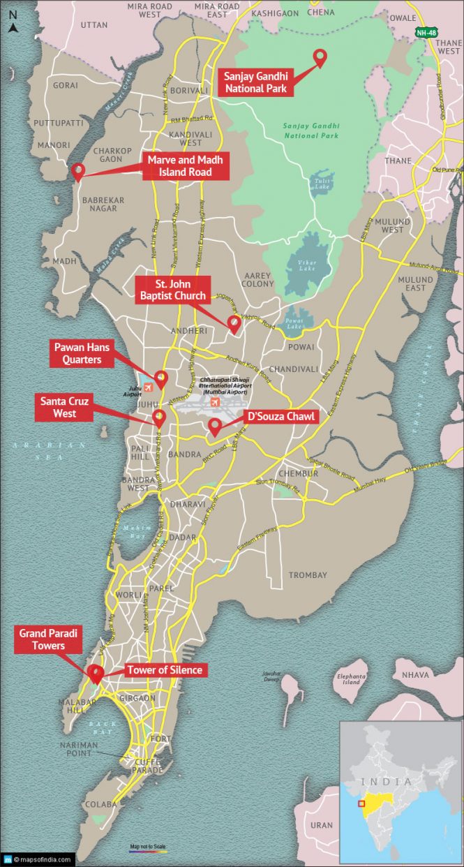 Map of Mumbai with Haunted Places