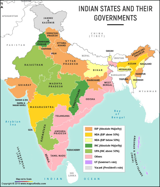 Indian state and their governments map