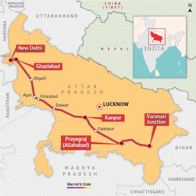 Map showing Vande Bharat Express route