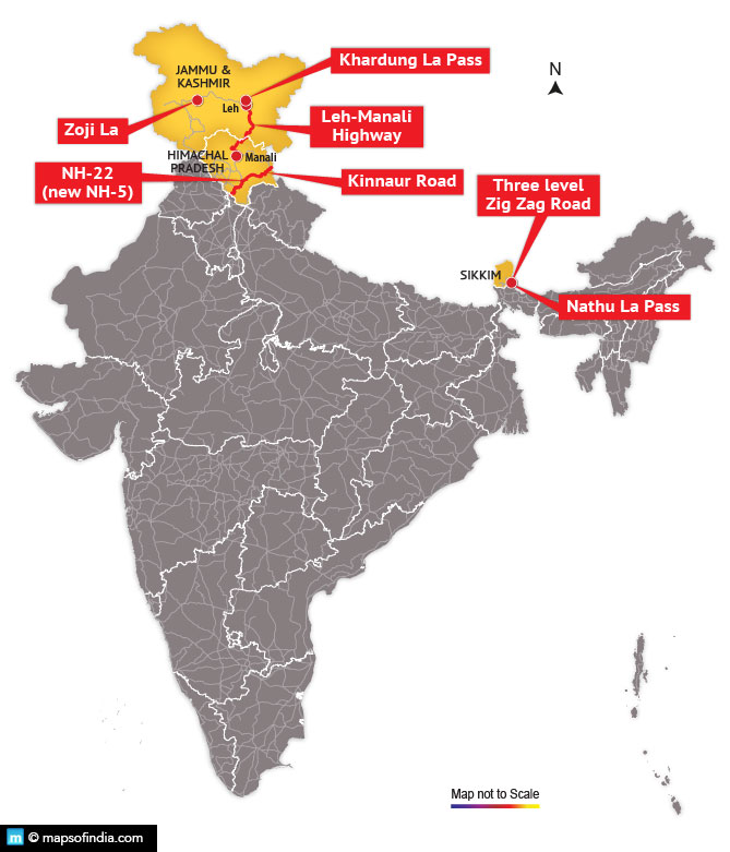 Map of the Dangerous Roads in India