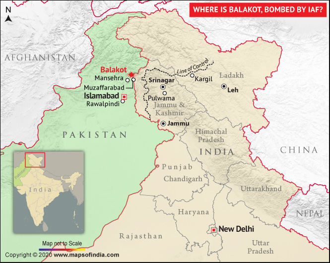 Map Showing Location of Balakot in Pakistan