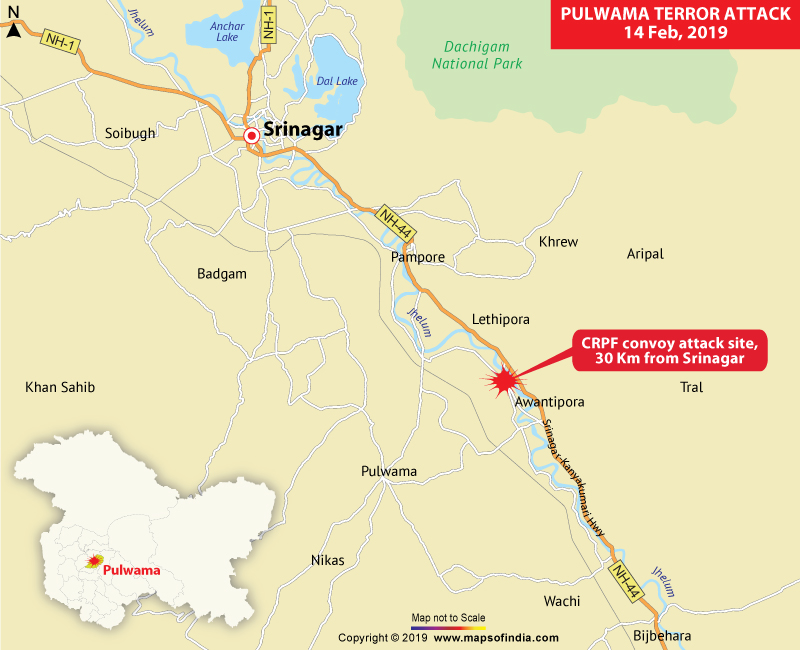 pulwama terror attack map