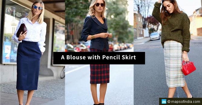 A Blouse with Pencil Midi Skirt