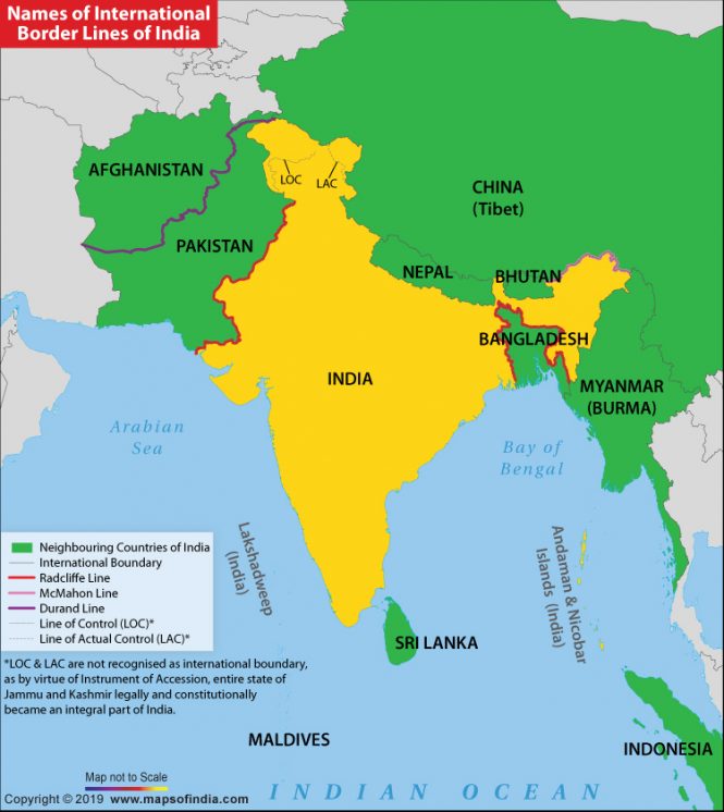 map of india china The International Border Lines Of India My India map of india china