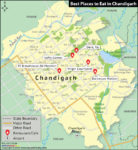 Map Showing Top Places to Eat in Chandigarh